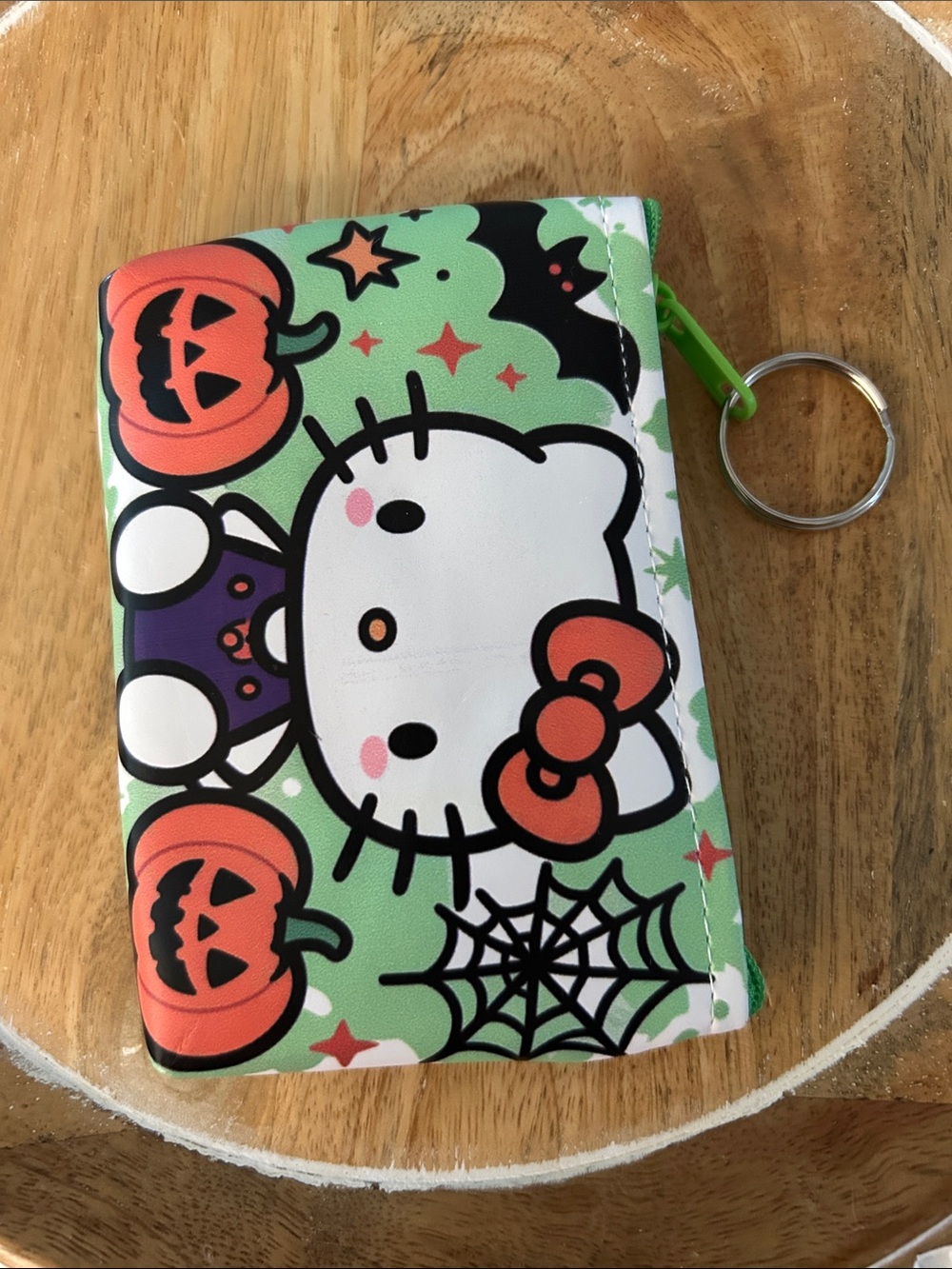 Hello Kitty Halloween pouch ID coin holder Keychain NEW pumpkins bat spiderweb